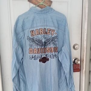 Men's 2XL Harley-Davidson Denim Button Down